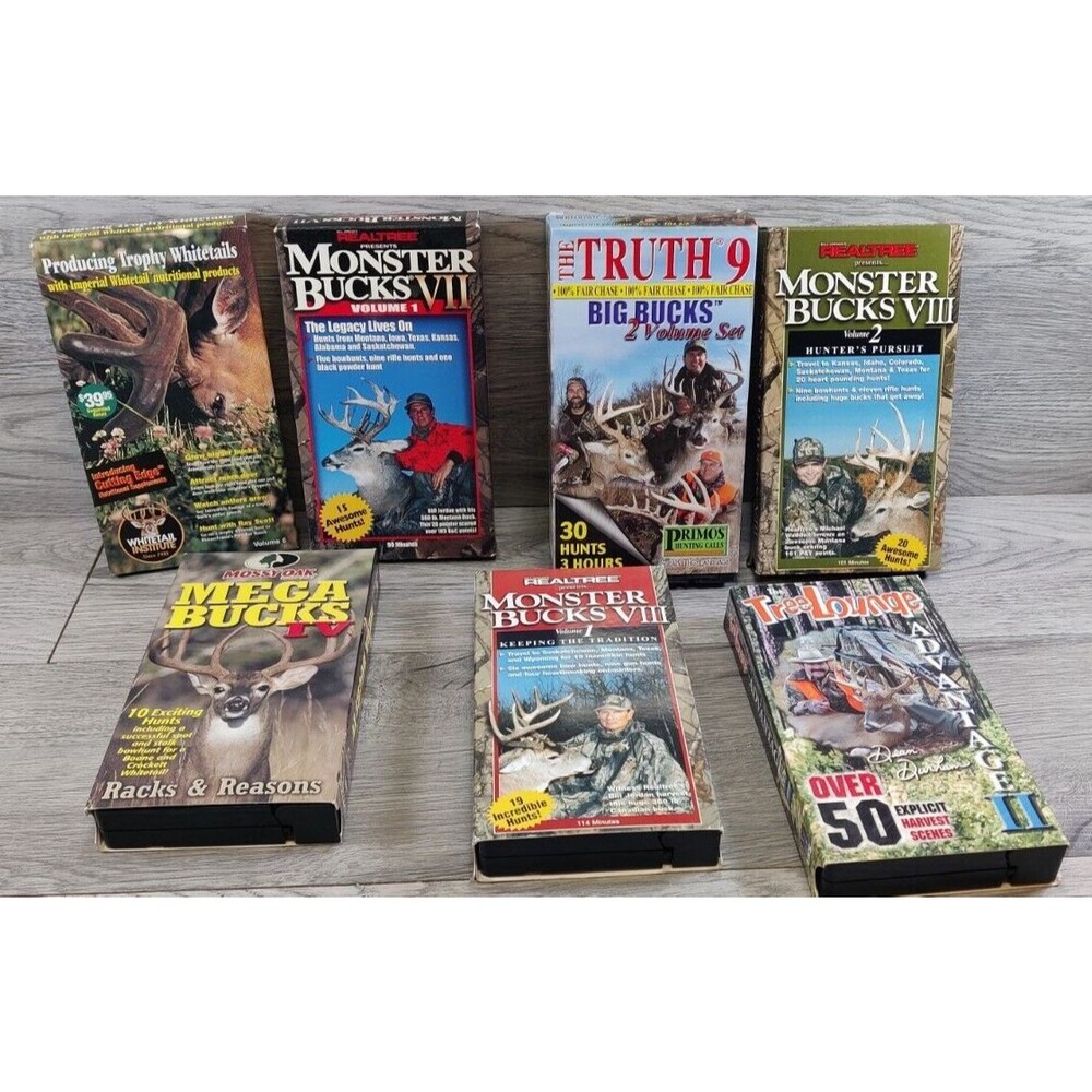 Vtg Hunting Big Game Deer Lot of 8 VHS VCR Videos Real Tree, Primos, Mossy Oak